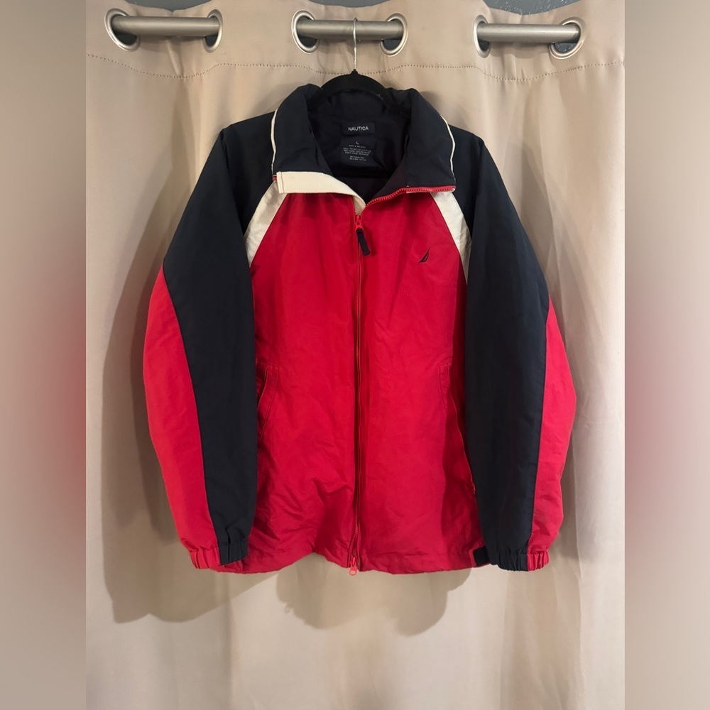 Nautica Red and Black Colorblock Jacket